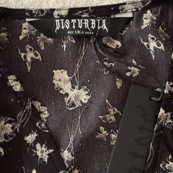 NWT Disturbia Black and White Floral Wrap Long Sleeve Dress - Picture 9 of 11